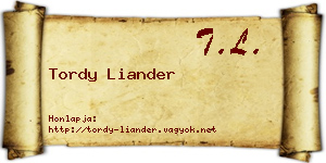 Tordy Liander névjegykártya